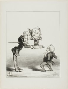 Otec Molé přináší novoroční dárky malému Thiersovi, talíř 62 z Actualités od Honoré Victorin Daumier
