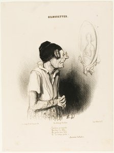 "Jak moc toho lituji. Mé ruce kdysi tak silné, mé nohy nikdy tlusté a nic se nezkazilo" (stará píseň), deska 1 ze Siluet. od Honoré Victorin Daumier