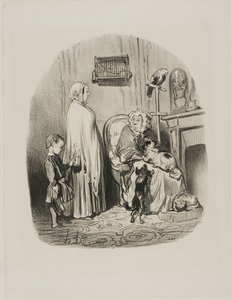 "Nepronajímám lidem s dětmi," tabulka 14 od Locataires Et Propriétaires od Honoré Victorin Daumier