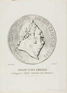 Ludvík Filip, poslední francouzský král 1848. Návrh na medaili, kterou má vyrobit Národní mincovna od Honoré Victorin Daumier