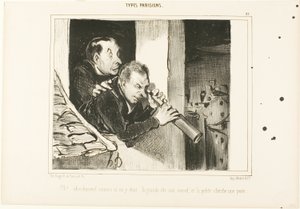 "Ach! Je to, jako bychom tam byli: vysoká si rozepíná korzet a malá hledá blechu!", deska 27 z Types Parisiens.