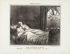 Jedna z nevýhod bydlení ve sklepě. "Podívejte, tady jsou další, které vyrostly včera večer...," talíř 15 z Croquis Parisiens od Honoré Victorin Daumier