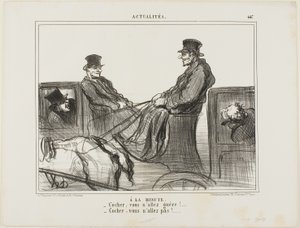 Placeno po minutách. "- Řidiči, sotva se hýbete! - Řidiči, vůbec se nepohybujete!", tabulka 447 z Actualités od Honoré Victorin Daumier