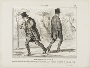 Fyziognomie burzy. Zoufalství baissiera a triumf haussiera - aneb pláč a smích, talíř 440 z Actualités od Honoré Victorin Daumier