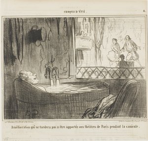 Návrh na vylepšení pařížských divadel, který se nemine účinkem během psích dnů, deska 4 z Croquis d
