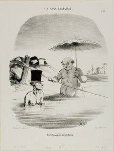 Relaxace během psích dnů, talíř 33 od Les Bons Bourgeois od Honoré Victorin Daumier