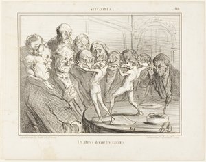 Aztékové před vědci, deska 211 z Actualités od Honoré Victorin Daumier