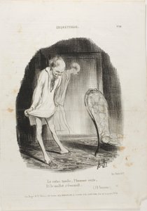 Šaty padají, muž zůstává a nohy se třesou. (J.B. Rousseau), deska 10 z knihy Coquetterie od Honoré Victorin Daumier