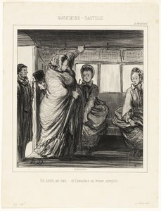 Autobusová linka Madeleine-Bastille. Drobnost, nic... a autobus je plný. od Honoré Victorin Daumier