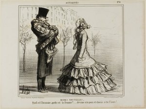 Nová móda. Který je muž, která je žena... tipněte si, jestli můžete, a vyberte si, jestli si troufáte, talíř 270 z Actualités od Honoré Victorin Daumier