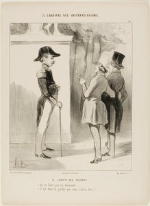 Tuilerijské zahrady. "- Tady se nekouří, pane! - Myslíte v zahradě", deska 10 z Le Chapitre Des Interprétations od Honoré Victorin Daumier