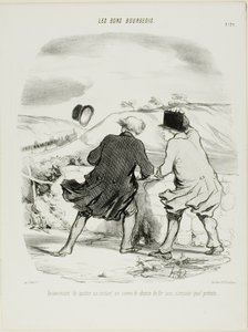 Nepříjemnost opustit vlak byť jen na chvíli a pod jakoukoli záminkou, deska 29 z Les Bons Bourgeois od Honoré Victorin Daumier