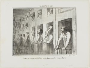 Ulice Paříže začínají vypadat každou noc takto, deska 7 z knihy La Cométe De 1857 od Honoré Victorin Daumier