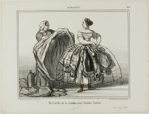 Užitečnost krinolíny při podvádění celníků, deska 414 z Actualités od Honoré Victorin Daumier