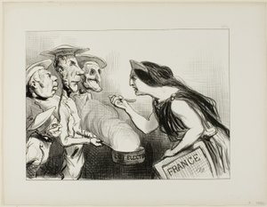 Příliš mnoho kuchařů kazí vývar. "- Tohle opravdu chutná jako špatné vaření," talíř 142 z Actualités od Honoré Victorin Daumier