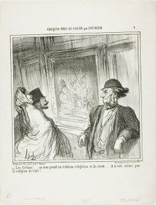 "To jsou ale idioti! Namalujete jim náboženský obraz a oni se smějí.... nemají ani oddanost umění!...," deska 4 z Croquis Pris Au Salon par Daumier od Honoré Victorin Daumier