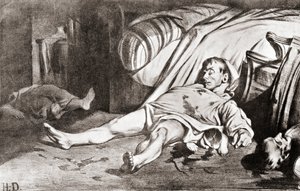 Le Massacre de la rue Transnonain, z litografie Honore Daumiera, z knihy The Print-Collector