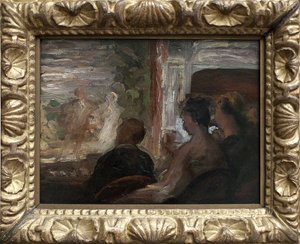 Divadelní lóže. Obraz Honore Daumiera (1808-1879), cca 1865. Art francais od Honoré Daumier