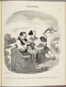 Výhoda italských teras pro osvěžení ve společnosti davu francouzských bratranců od Honoré Daumier