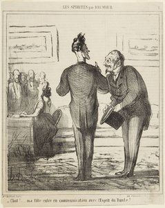 Pššt...! Má dcera navazuje spojení s duchem Danta!, číslo 1 ze série Spiritisté z Le Charivari od Honoré Daumier