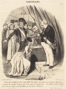 Jak je na vesnici ctnost nejvíce potlučená krupobitím... od Honoré Daumier