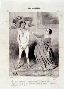 Výňatek z novin “” Le Charivari””” Seriál “” Les Bas Bleus”” Žena jako já... podat knoflík? ... jsi blázen! ... 23. května od Honoré Daumier