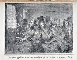 Ilustrace k sérii "Les Agrements des Chemin de fer" od Honoré Daumier