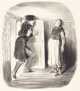 Nevýhoda návštěvy mezipatra bez opatrnosti... od Honoré Daumier