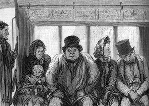 Interiér omnibusu. Kresba Honore Daumiera (1808-1879). od Honoré Daumier