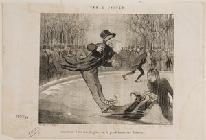 Na velkém jezírku v Tuilerijských zahradách je těžké se předvádět. od Honoré Daumier