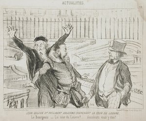 Jean Goujon a Philibert Delorme hledající dvůr Louvru od Honoré Daumier