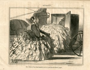 Le Charivari, satirický v B & B, ca. 1855_5_11: Novinky n* 190. Dámy polosvěta, ale ne sukně. - Móda, doprava, krinolíny - Dámská ilustrace Honore Daumier (1808-1879) od Honoré Daumier