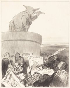 Le Constitutionnel hledící na politický horizont od Honoré Daumier