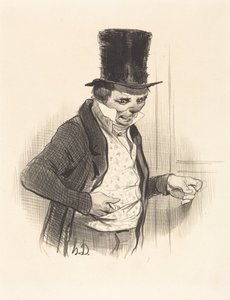 Vrátný na obchůzkách návštěv... od Honoré Daumier