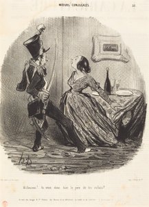 Nešťastníku! Chceš tedy zabít otce svých dětí? od Honoré Daumier