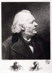 Portrét Honore Daumiera (1808-1879), francouzského rytce, malíře a sochaře. Rytina syna Boularda od Honoré Daumier