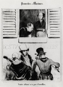 Přísloví a zásady: hladové břicho nemá uši. Ilustrace Honore Daumier (1808-1879). Karikatura 19. století, Musee Carnavalet, Paříž. od Honoré Daumier