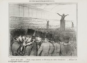Pohled na velký sál, deska 1 ze Souvenir Du Grand Festival Des Orphéonistes od Honoré Daumier