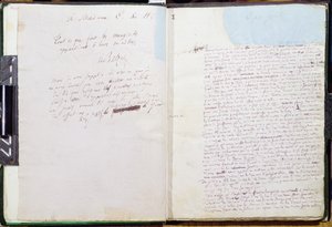 První stránka a věnování madame Hanské z „Le Pere Goriot“ (pero a inkoust na papíře) od Honore de Balzac