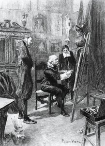 Ilustrace Pierra Vidala (1849-1929) k neznámému mistrovskému dílu, povídce Honore de Balzaca (1799-1850) z vícesvazkové sbírky nazvané Lidská komedie, vydané v roce 1901, Paříž