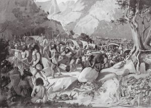 Stěhování skytských kmenů průsmykem v horách Malé Asie (litografie) od Horace Moore-Jones