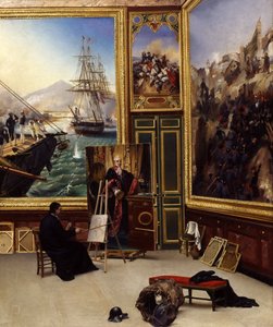 Bratr Philippe kopírující portrét markýze de Fontanes ve Versailleském muzeu od Emile Jean Horace Vernet