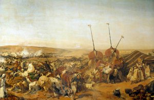 Conquete of Algeria (1830-1847): „“ Zajetí Smalah (Smala) Abd el Kader (Abd-el-Kader nebo ibn Muhyi al-Din al-Hasani) (1807-1883) vévodou z Aumale v Taguinu od Emile Jean Horace Vernet