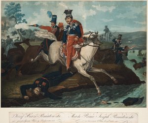 Smrt prince Józefa Poniatowského v bitvě u Lipska, 1820 od Emile Jean Horace Vernet