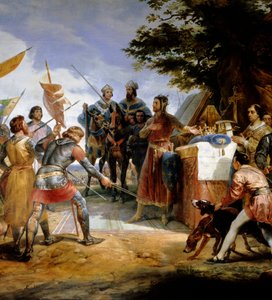 Francouzsko-anglická válka (1202-1214): „“bitva u Bouvines dne 27.7.1214, Philippe Auguste nasadil korunu Francie““ Postavila se proti francouzské armádě Philippa Augusta proti Vlámům a Welfům z Othonu IV. . Francouzské vítězství bylo rozhodující v o od Emile Jean Horace Vernet