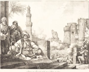 Masakr Mameluke Rebels v káhirském hradu od Emile Jean Horace Vernet