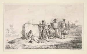 Vojáci v potyčkách od Emile Jean Horace Vernet