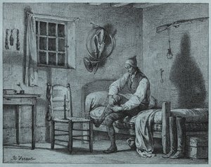 Muž-sluha Limier vstává z postele od Emile Jean Horace Vernet