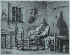 Muž-sluha Limier vstává z postele, c. 1818. od Emile Jean Horace Vernet