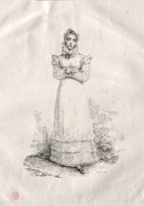 Mladá žena stojící od Emile Jean Horace Vernet